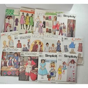 VTG Sewing Pattern Lot 14 McCalls Simplicity New Look Crafts Girls Dresses Apro‎